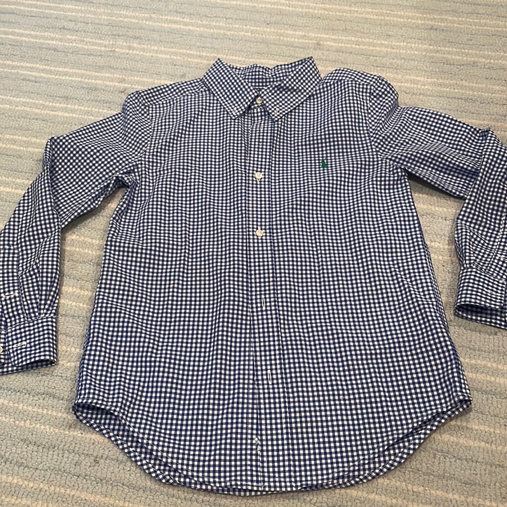 Boys size 7 blue gingham Ralph Lauren button down.  Great condition!